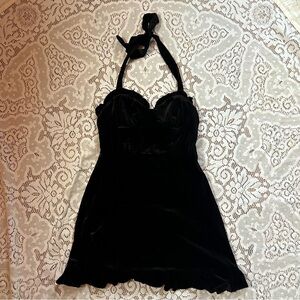 Black Velvet Halter Dress